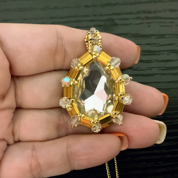 Handmade Clear Multifaceted Crystal Rivoli Necklace - Picture 1 of 5